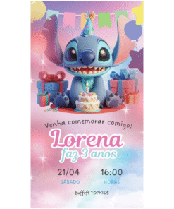 Apresentamos o Convite de Aniversário Stitch, totalmente editável no Canva,