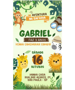 Convite de aniversário safari