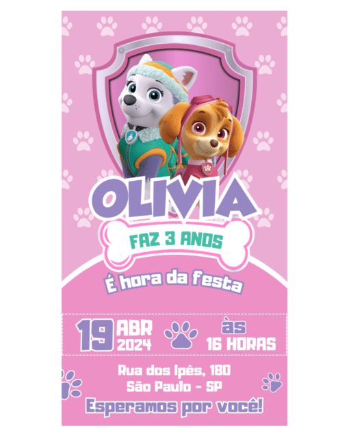convite skye patrulha canina​
