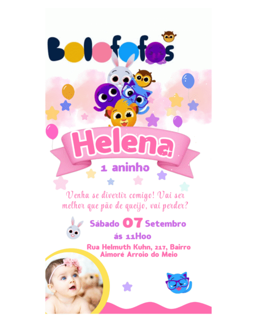Convite Bolofofos Personalizado