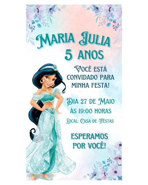 Convite Digital Princesa Jasmine