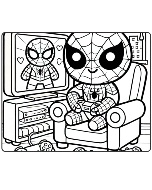 Livro para Colorir em PDF – Homem-Aranha e Heróis Estilo Chibi (50 Páginas!) - Imagem 2