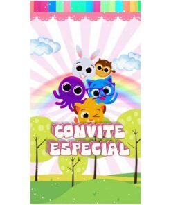 Convite Bolofofos Rosa para Menina Edite no Canva ou Personalize!