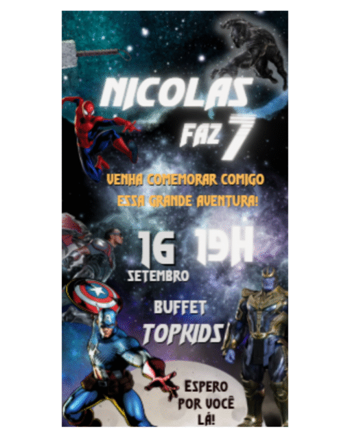 convite super heróis para editar