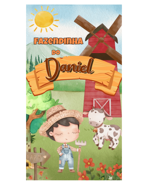 Convite animado Fazendinha editável no Canva