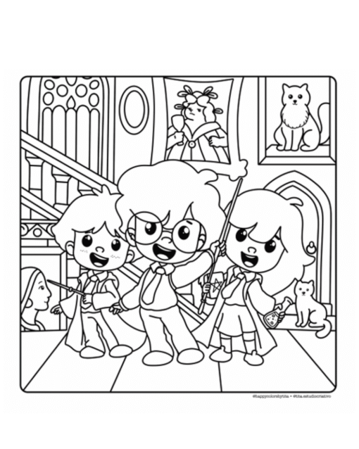 Livro de Colorir em PDF Inspirado em Harry Potter – 34 Páginas Mágicas! - Imagem 3