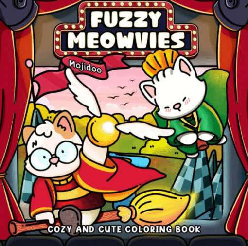 Livro de Colorir em PDF – Fuzzy Meowvies: 40 Páginas