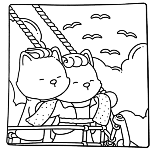 Livro de Colorir em PDF – Fuzzy Meowvies: 40 Páginas - Imagem 3