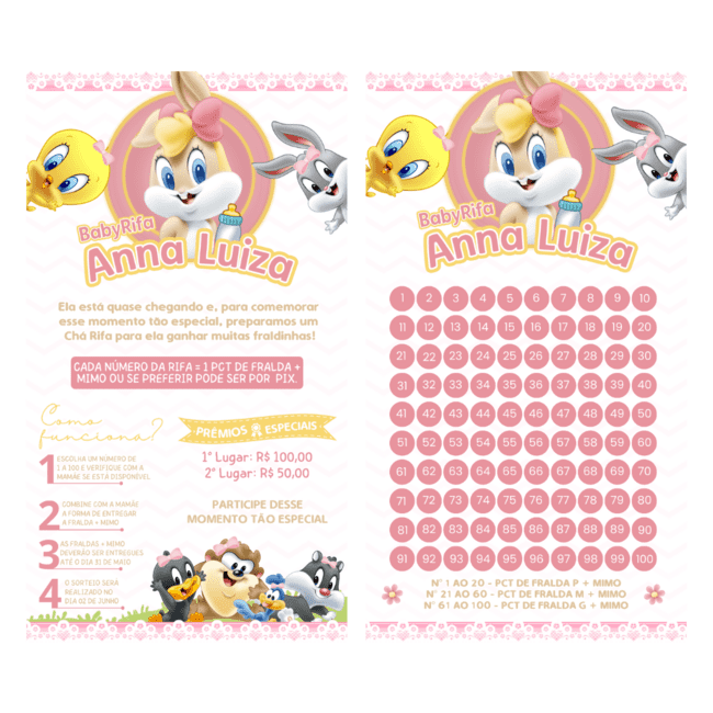 39 CHÁ RIFA LOONEY TUNES MENINA 