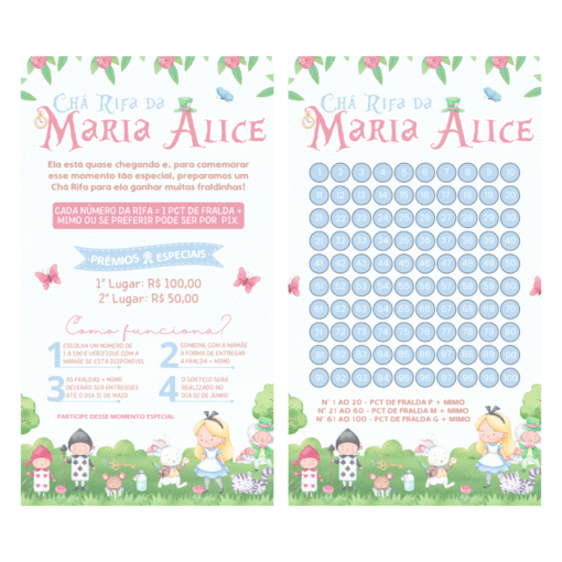Chá Rifa Alice no pais das MAravilhas